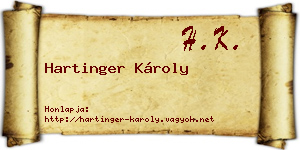 Hartinger Károly névjegykártya